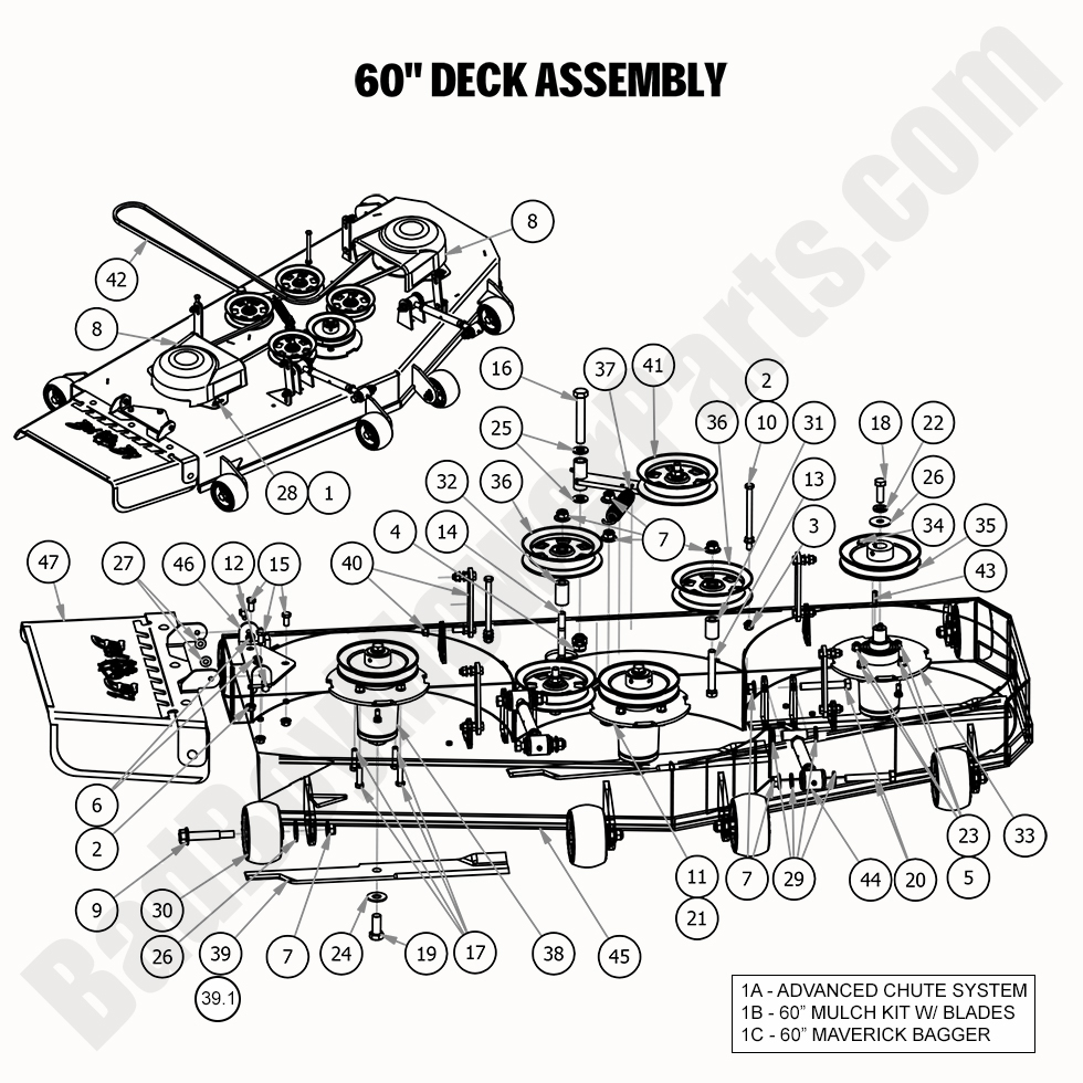 2217 - Bad Boy Mower Parts Lookup > 2020 > Maverick > 60\" Deck Assembly